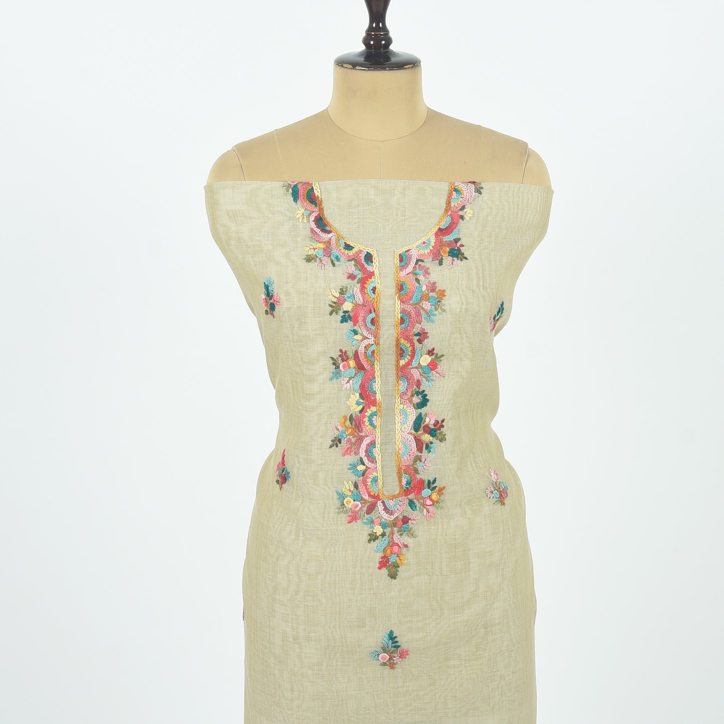 Unstitched Chanderi Suit Set