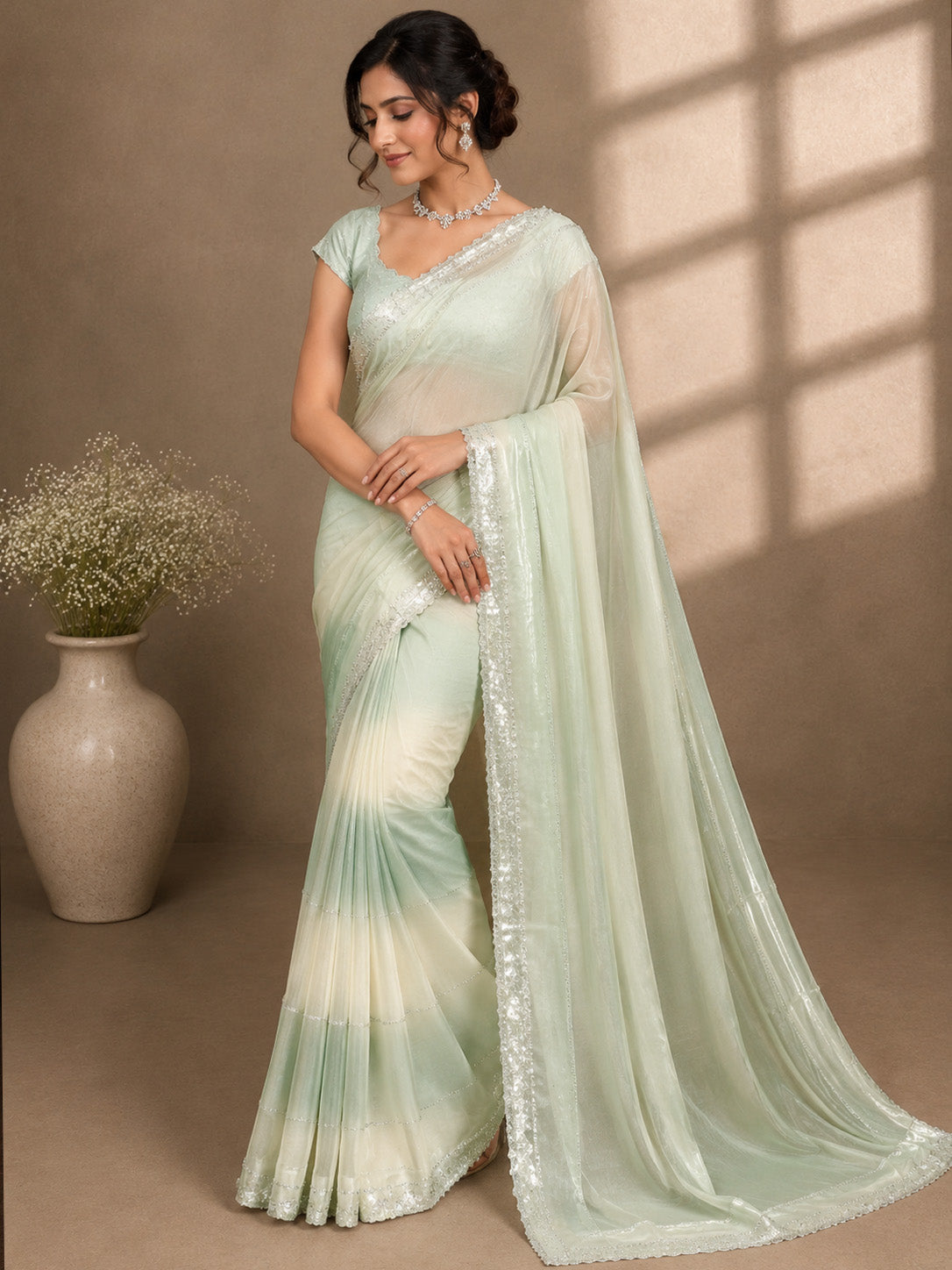 Elegant Pista Green Saree