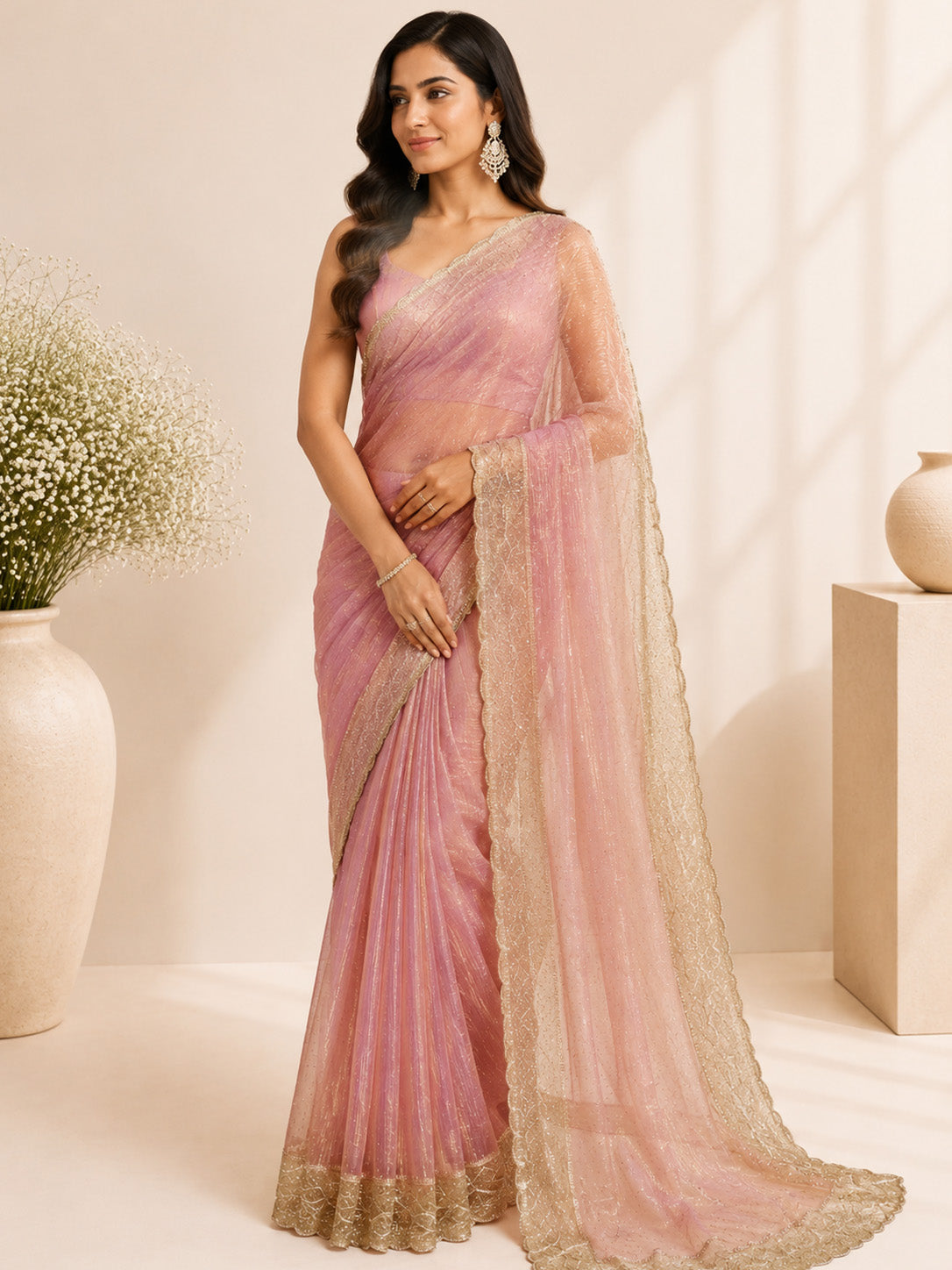Elegant Puce Pink Saree