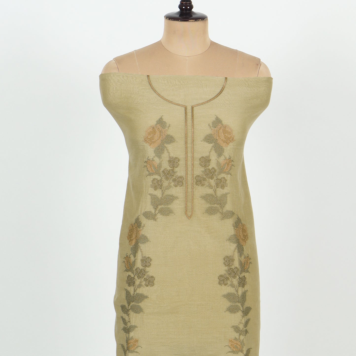 Unstitched Chanderi Suit Set