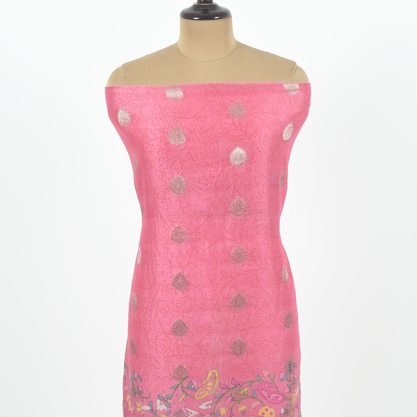 Unstitched Chanderi Suit Set