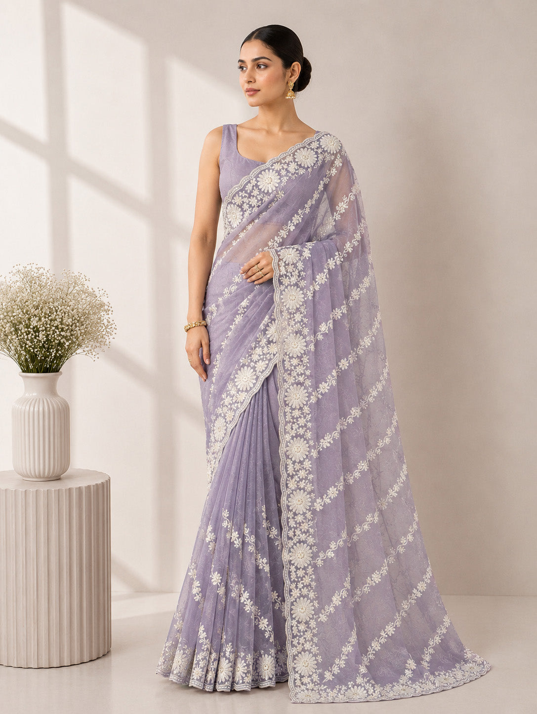Lavender Saree