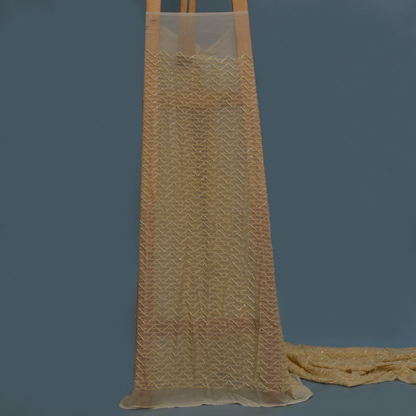 Cream Color Georgette Embroidery Fabric