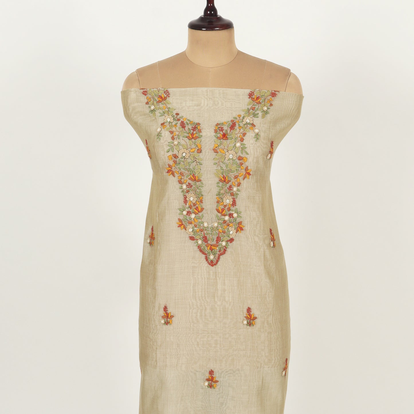 Unstitched Chanderi Suit Set