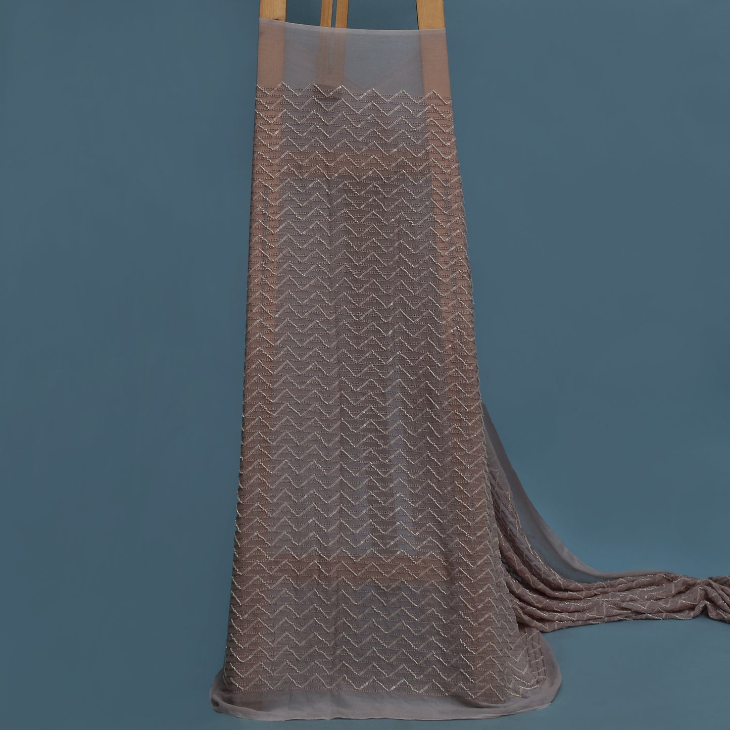 Grey Color Georgette Embroidery Fabric