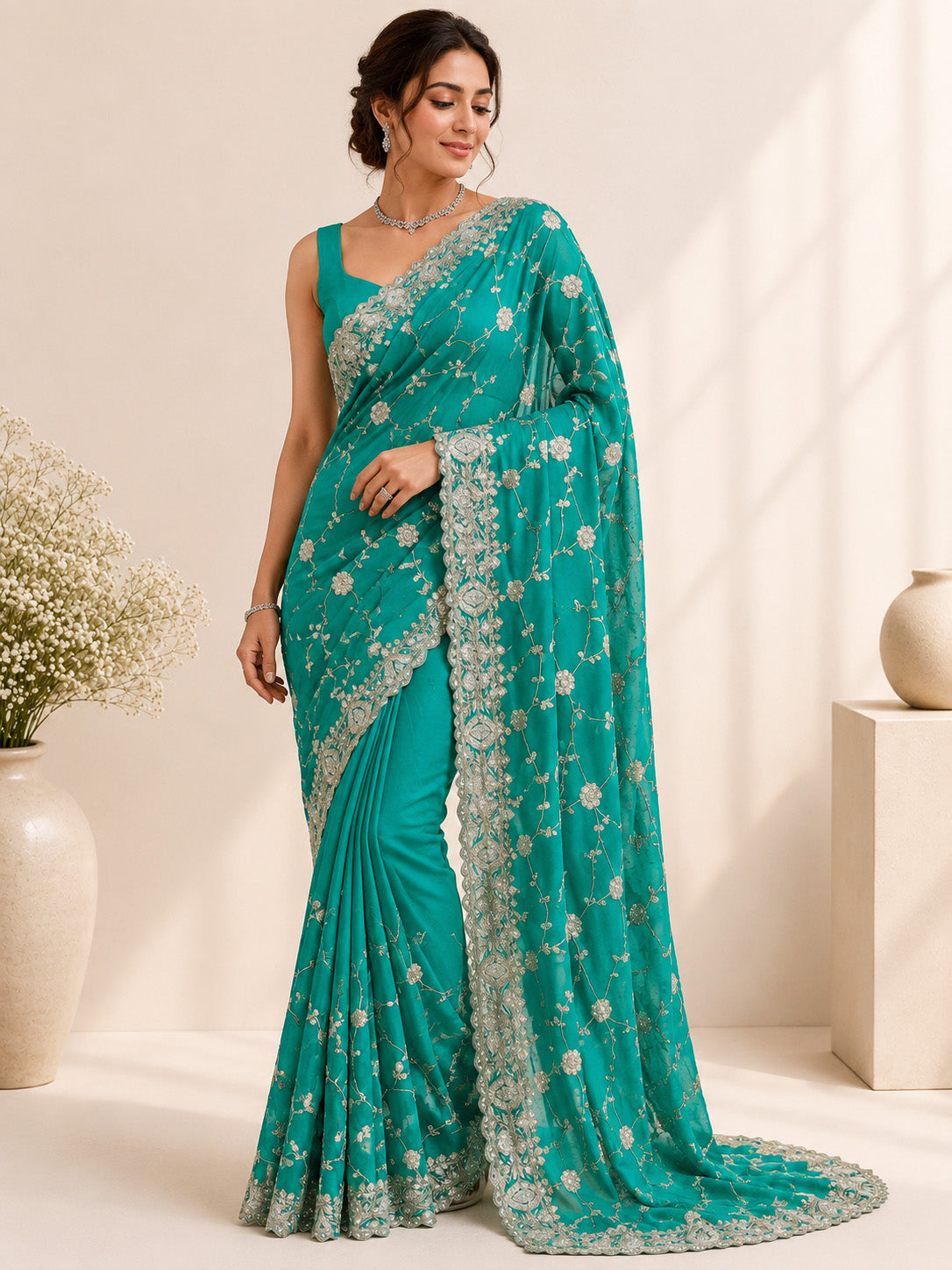 Elegant Turquoise Saree