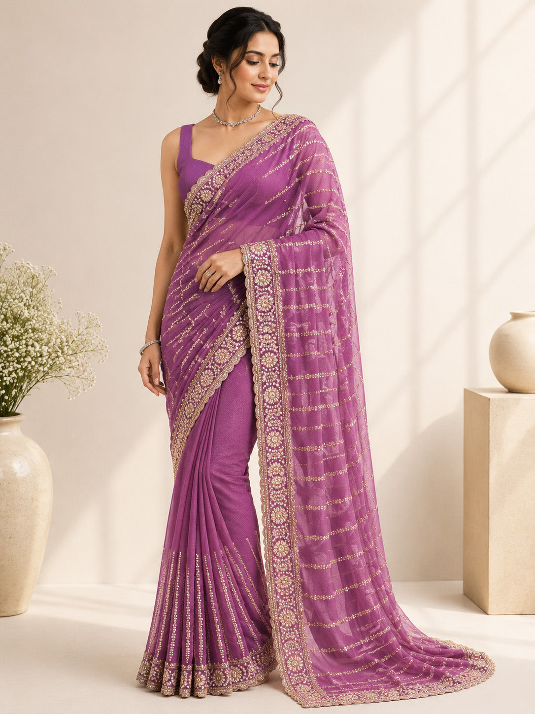 Graceful Lavender Saree for Women