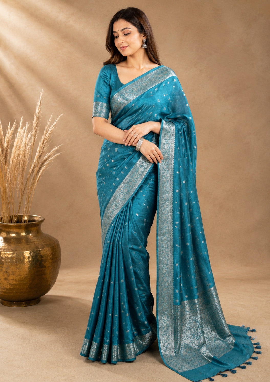 Unfinished Sky Blue Color Saree with Elegant Woven Border