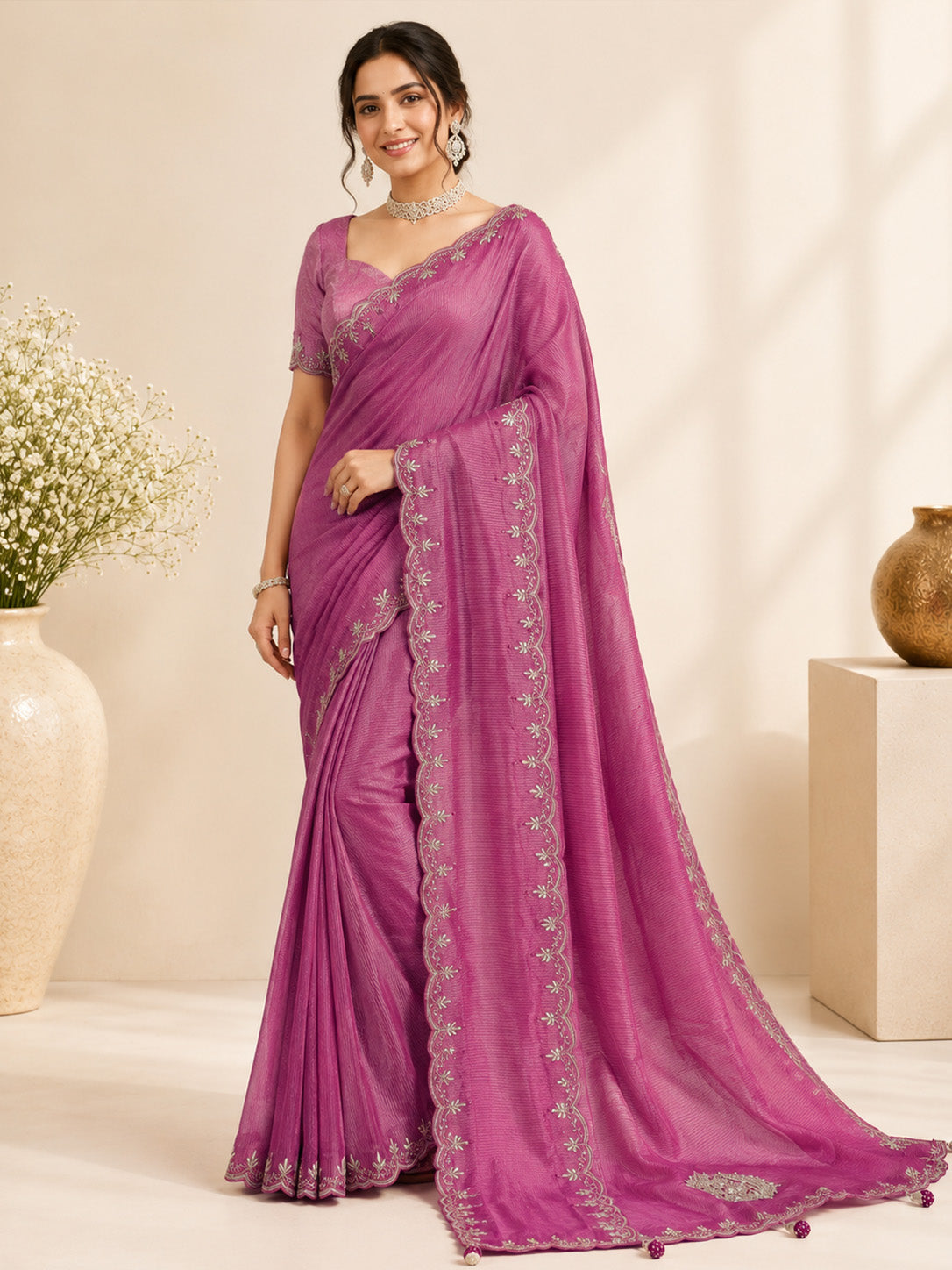 Vibrant Magenta Saree