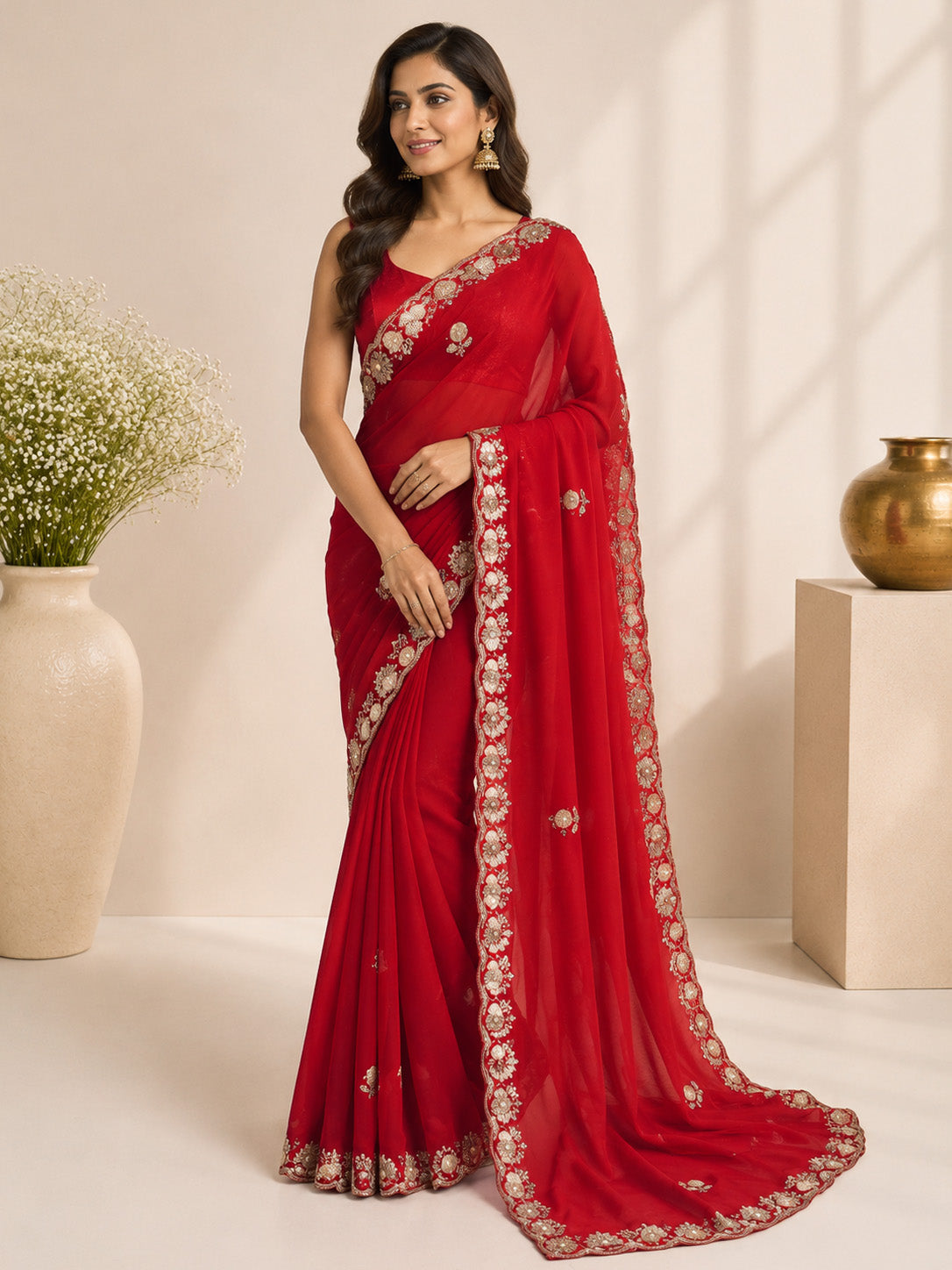 Classic Red Saree