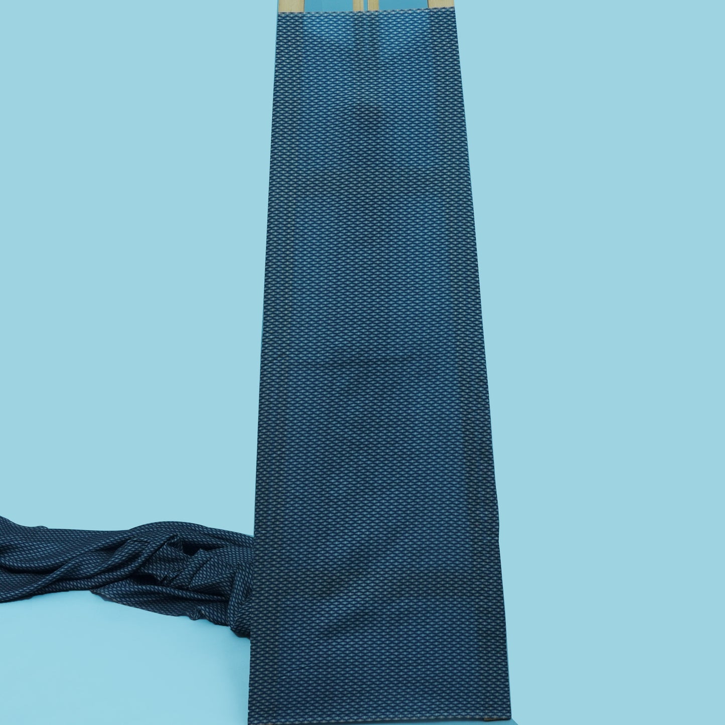 Teal Blue Color Slub Silk Print Fabric