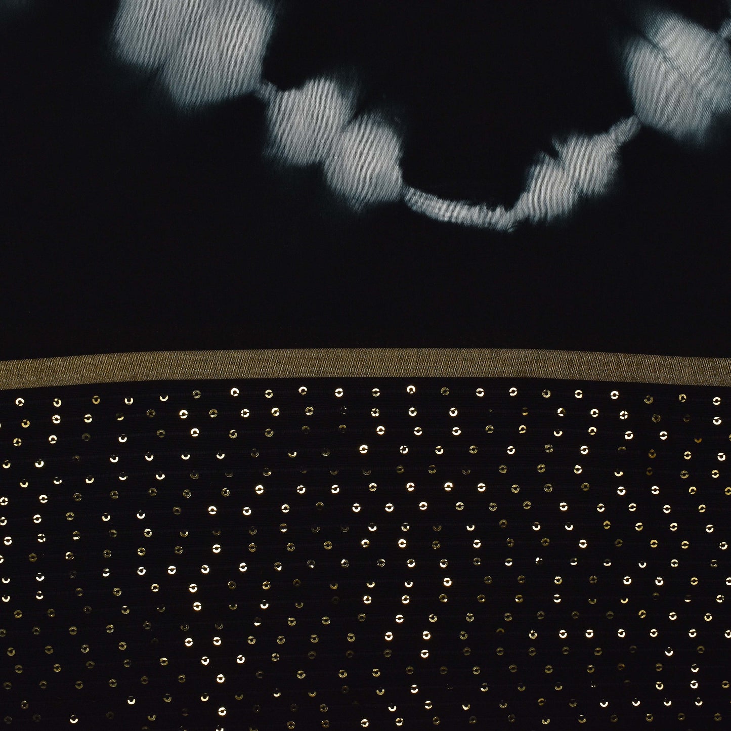 Multi Color Chanderi Tie & Die Border Embroidery Fabric