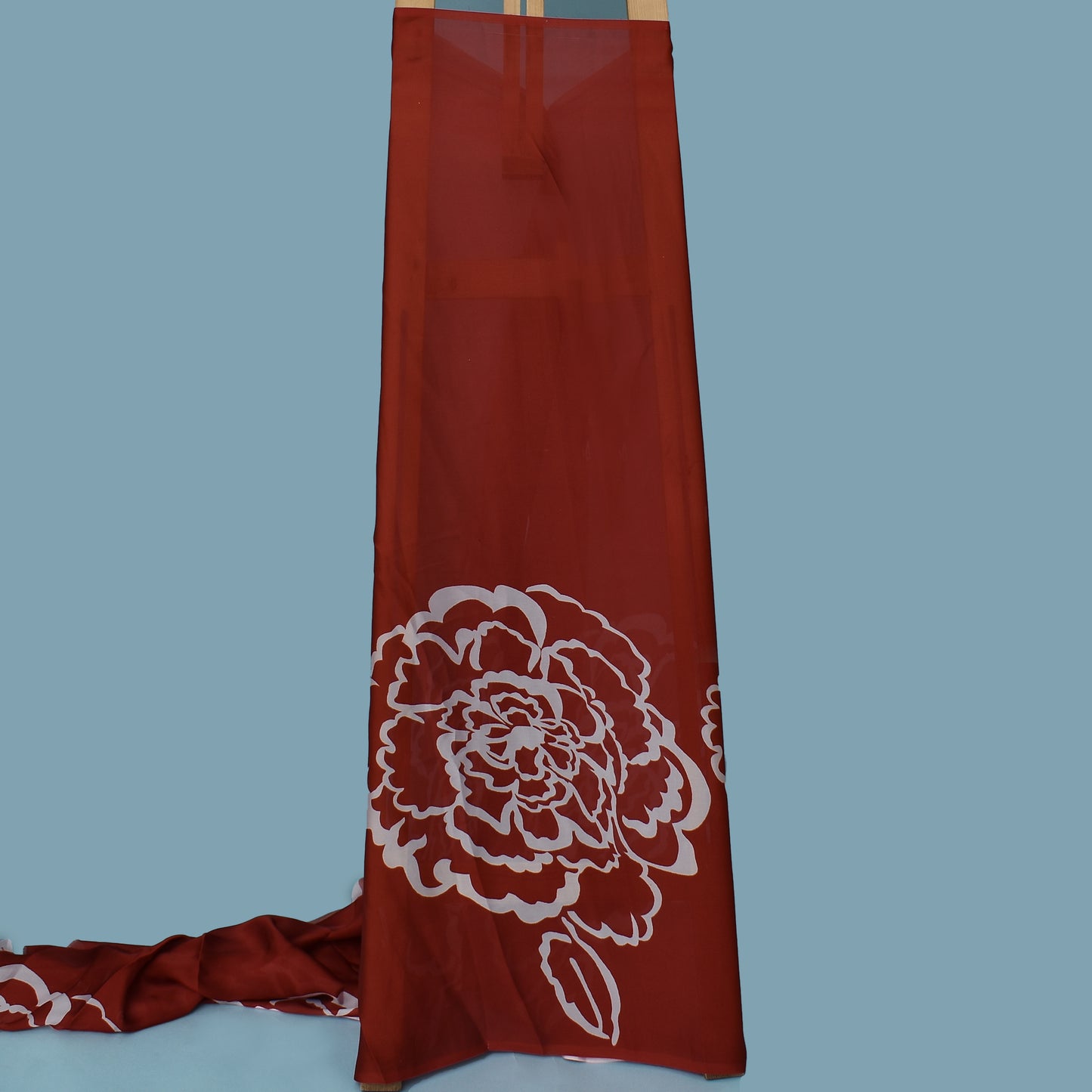 Red Color Georgette Digital Satin Print Fabric