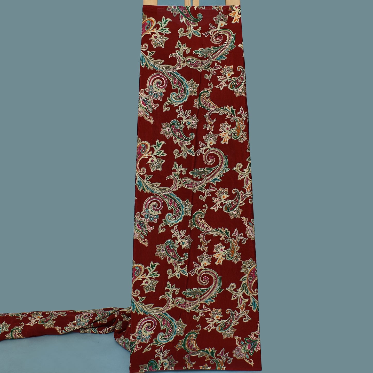 Multicolor Crepe Position Print Embroidery Fabric