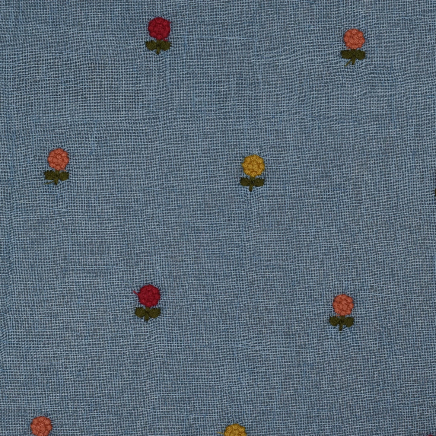 Grey Color Linen Booti Fabric