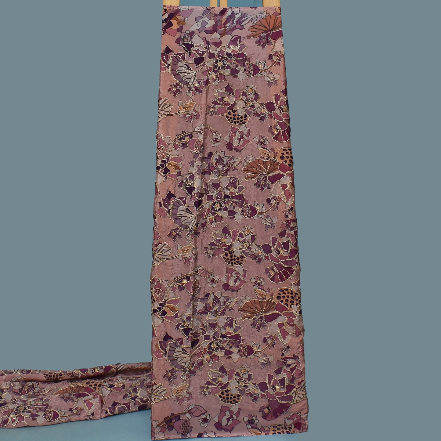 Multicolor Crepe Position Print Embroidery Fabric