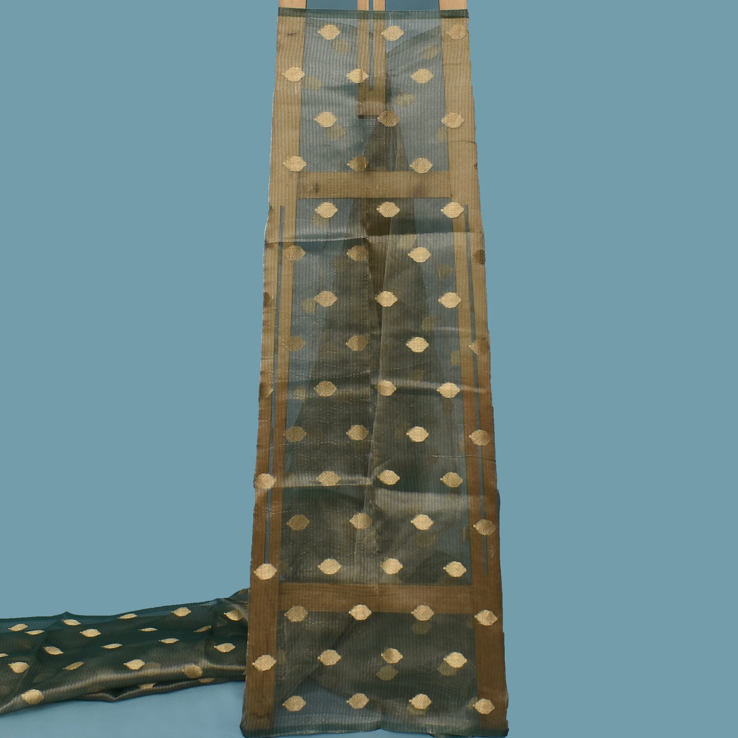 Mint Green Color Organza Tissue Booti Fabric