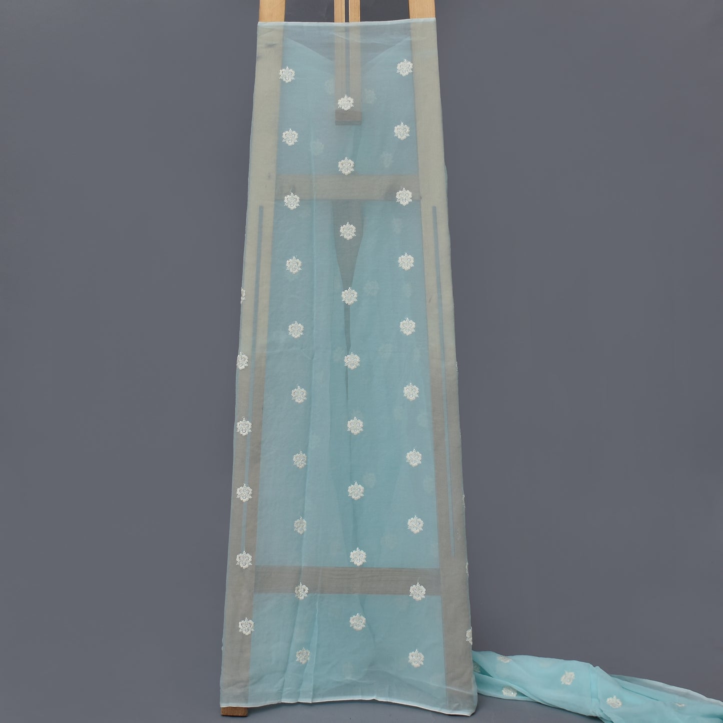 Sky Blue Color Georgette Booti Fabric