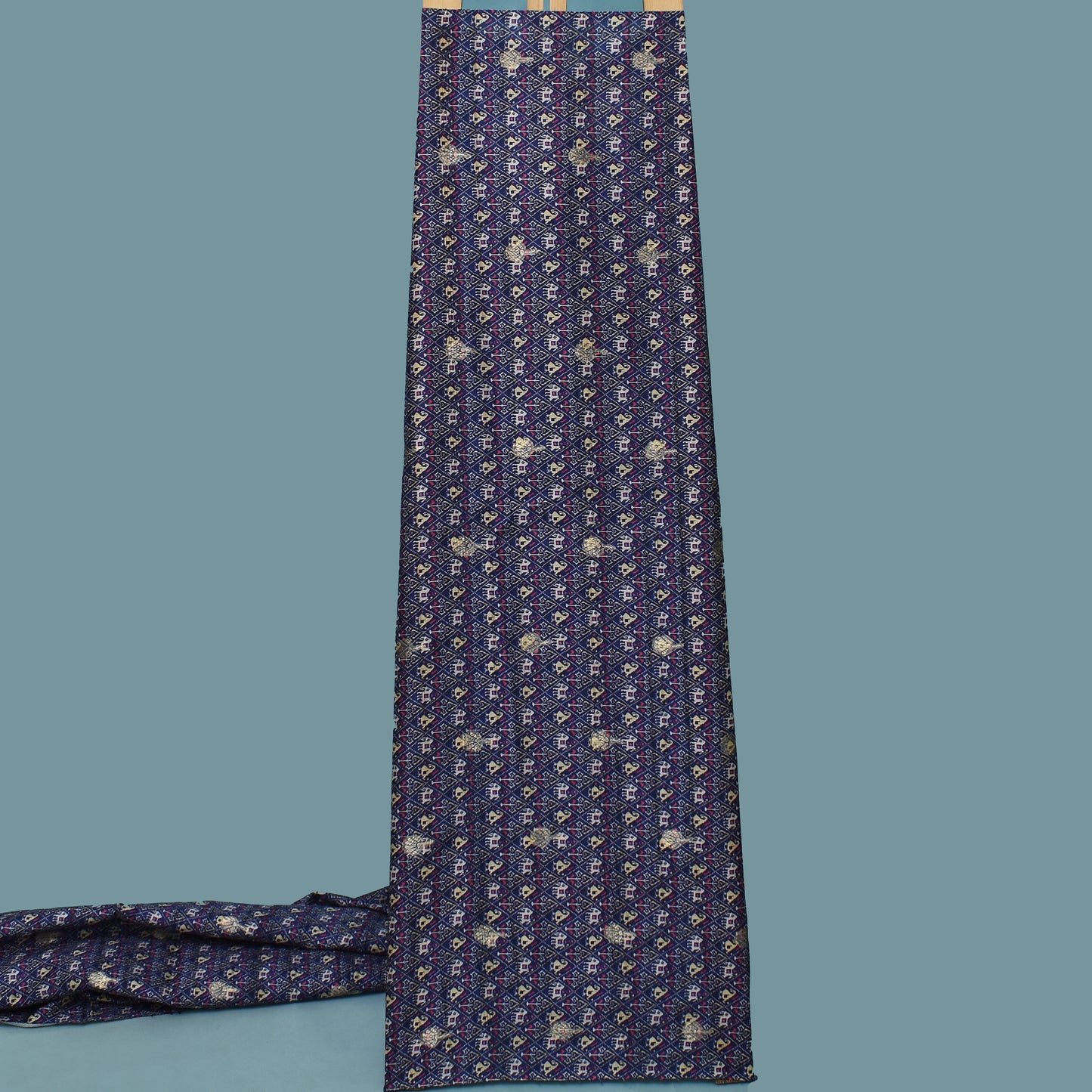 Multi Color Gicha Silk Hybrid Print Booti Fabric