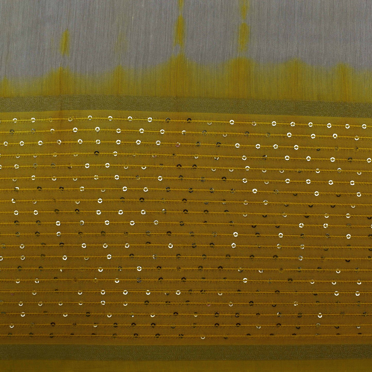 Multi Color Chanderi Tie & Die Border Embroidery Fabric