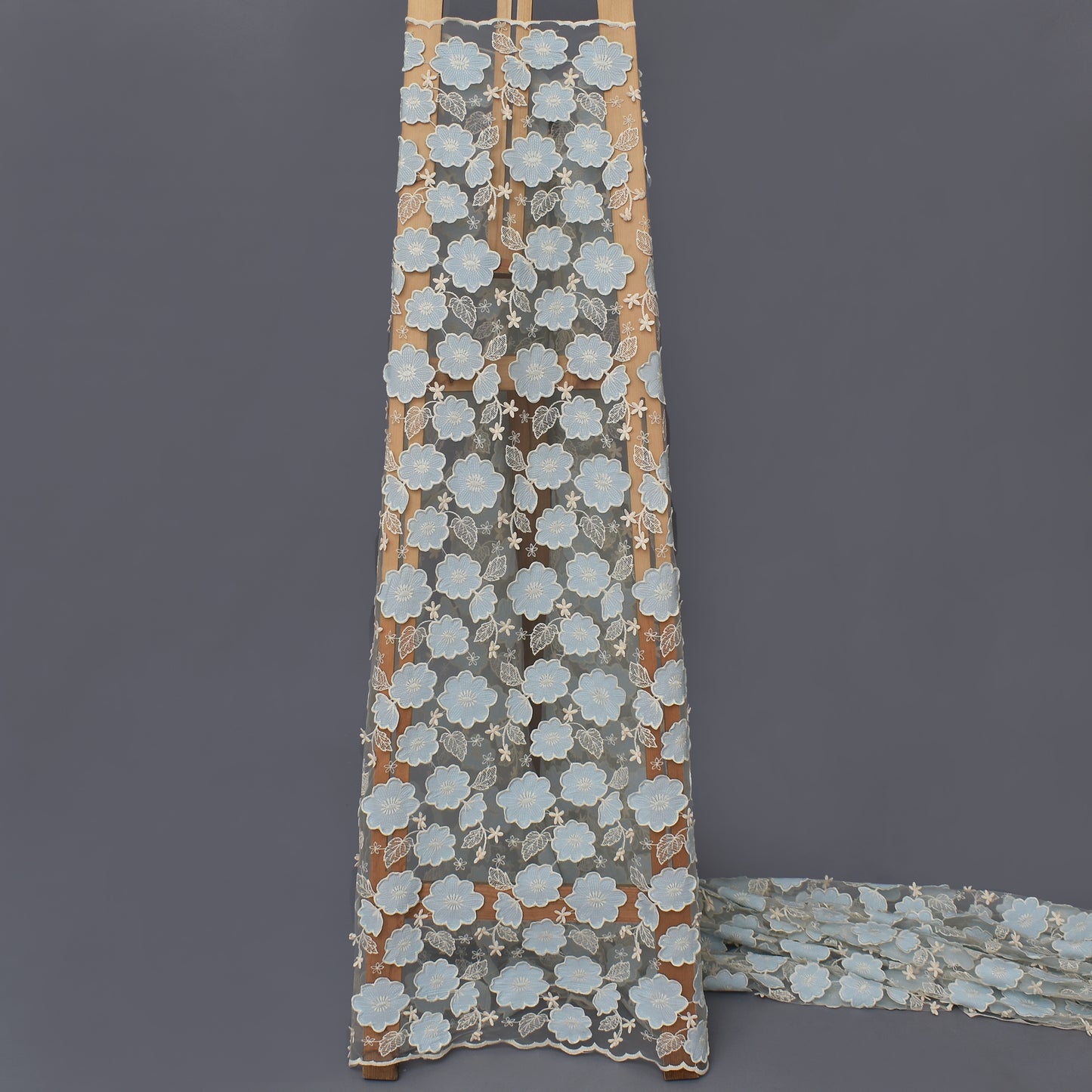 Lavender Color Net Embroidery Fabric