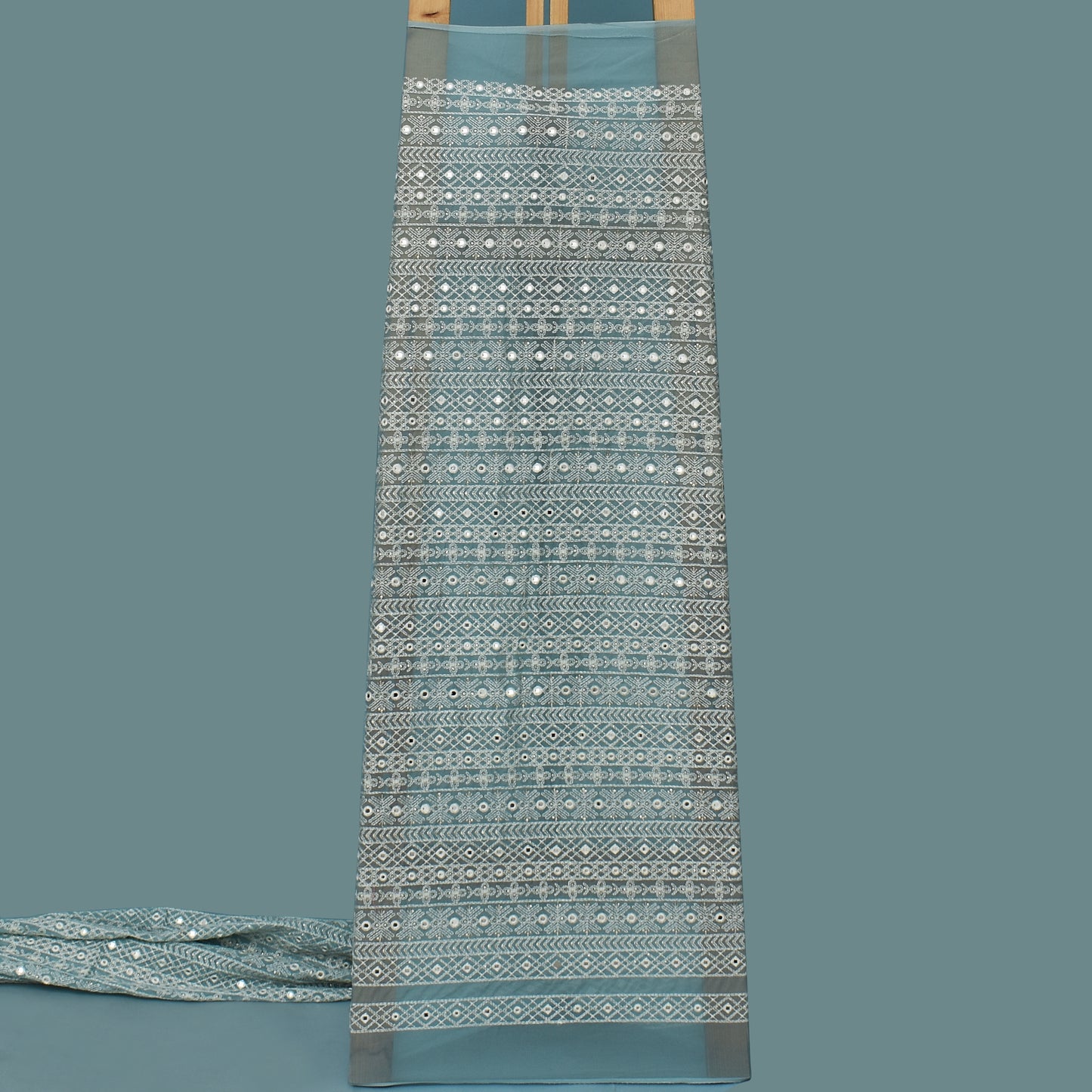 Sky Blue Color Georgette Embroidery Fabric