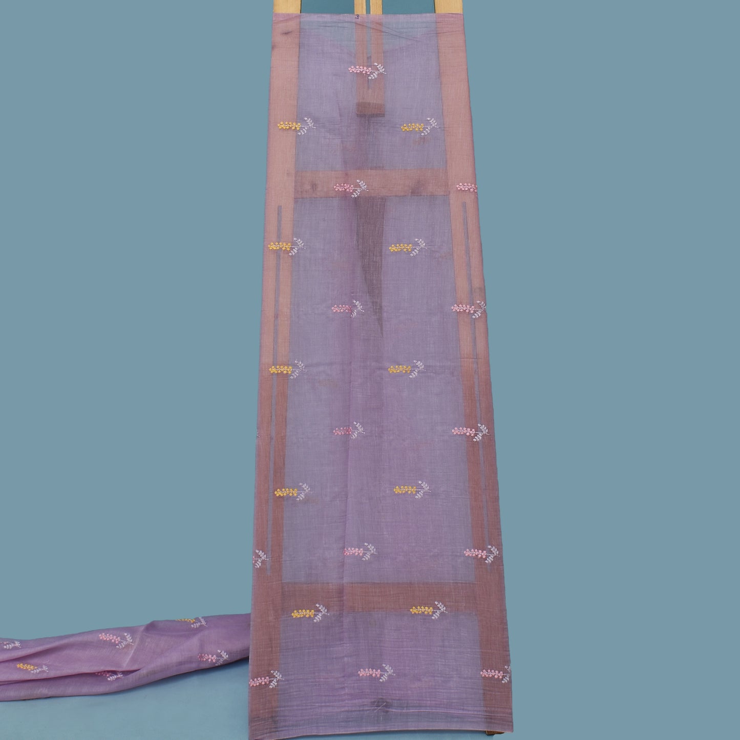 Lavender Color Chanderi Booti Fabric