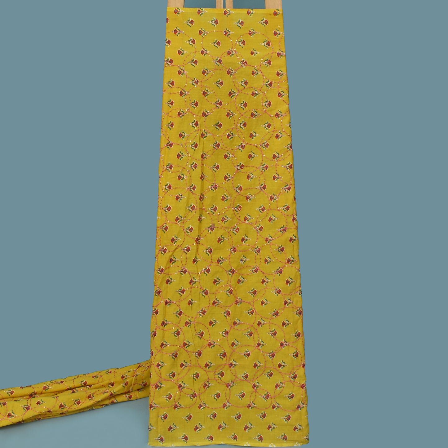 Multi Color Kora Cotton Embroidery Fabric