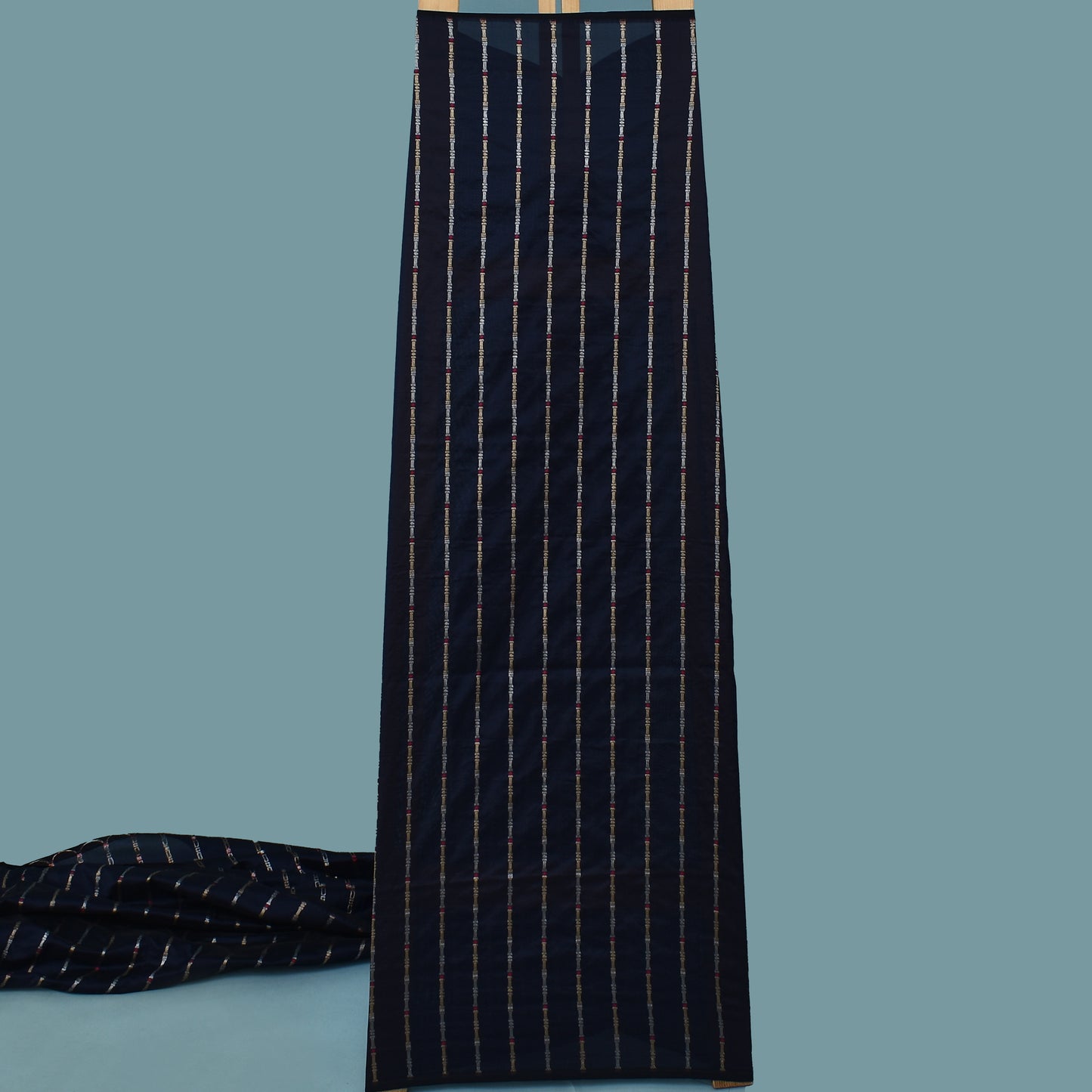 Navy Blue Color Brocade Fabric