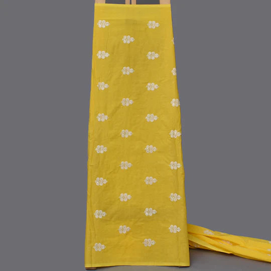 Yellow Color Cotton Booti Fabric (Cut Pieces 3Mtr)