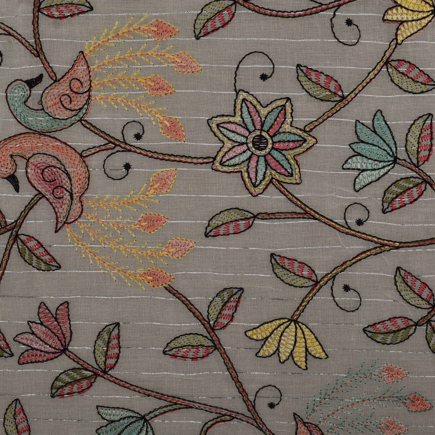 Multi Color Cotton Embroidery Fabric