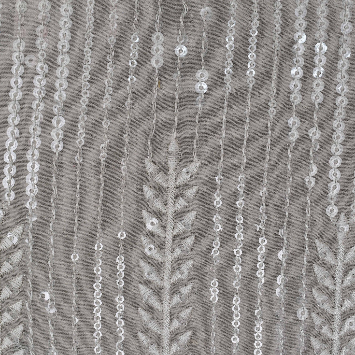 White Color Georgette Embroidery Fabric