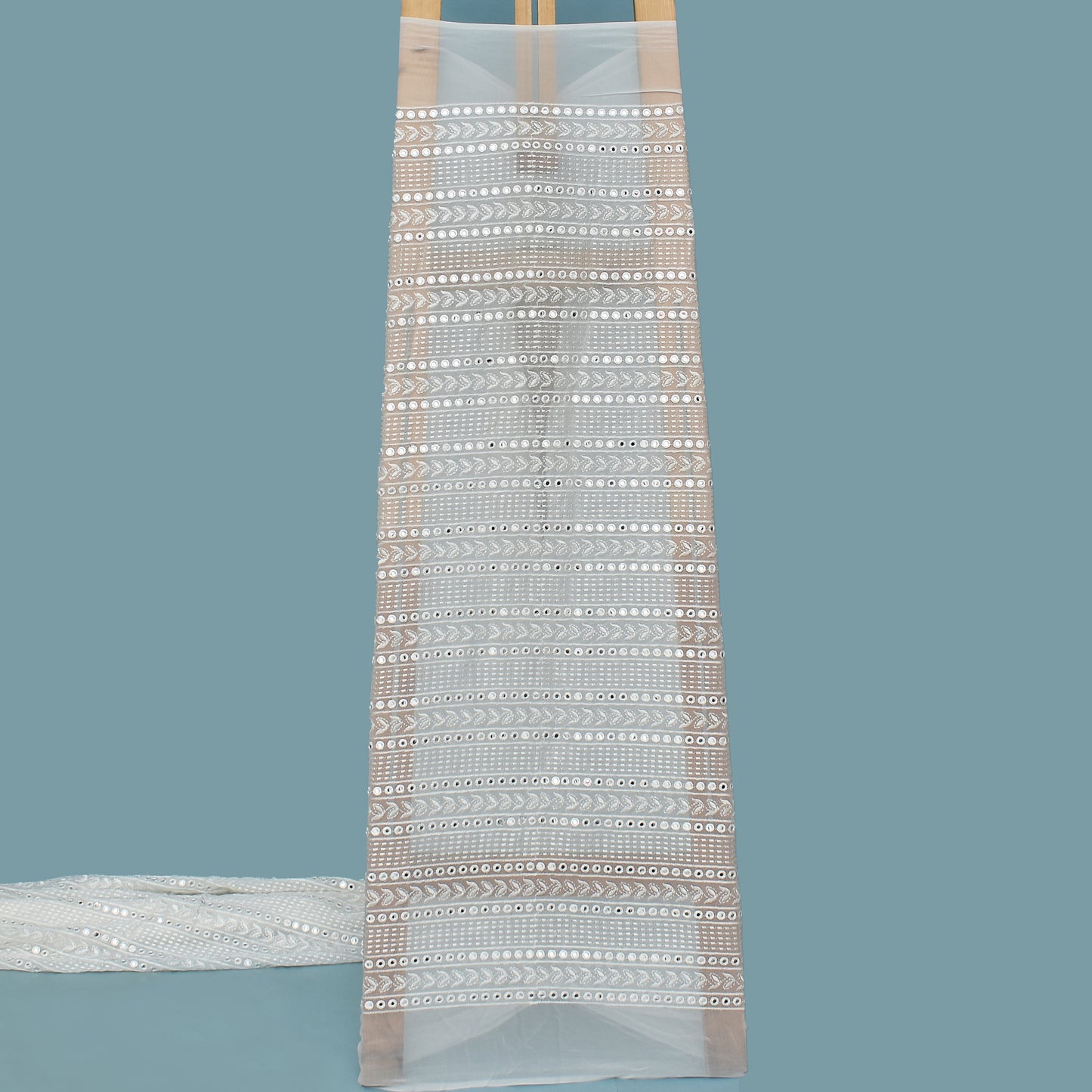 White Color Georgette Embroidery Fabric