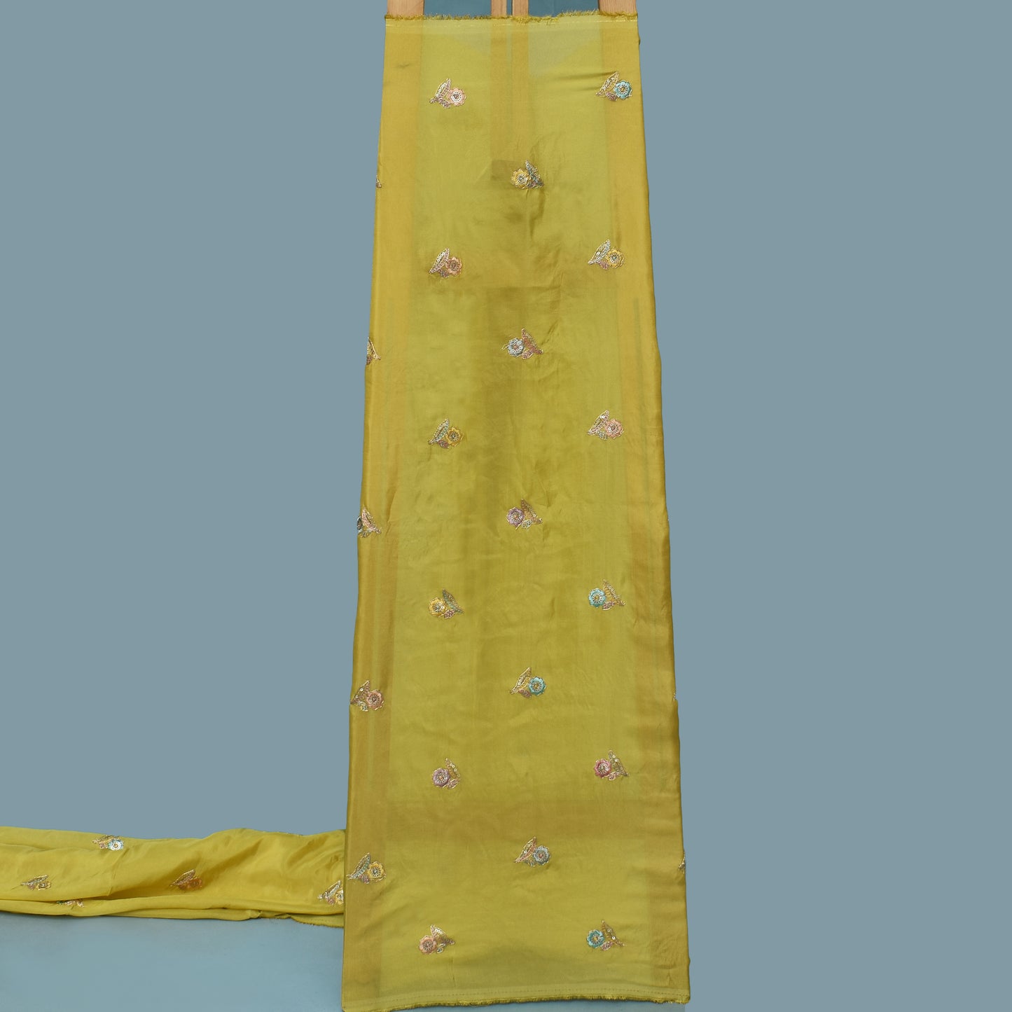 Mustard Color Tissue Booti Fabric