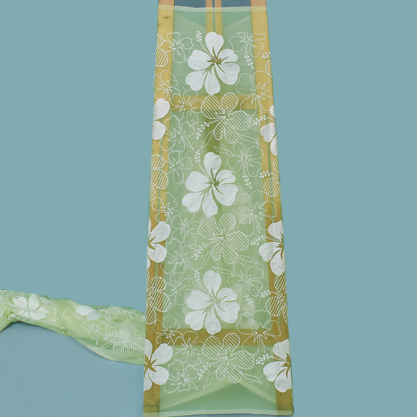 Light Green Color Organza Embroidery Fabric