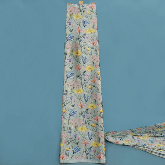 Multi Colored Armani Satin Print Fabric (Cut Pieces 6Mtr)