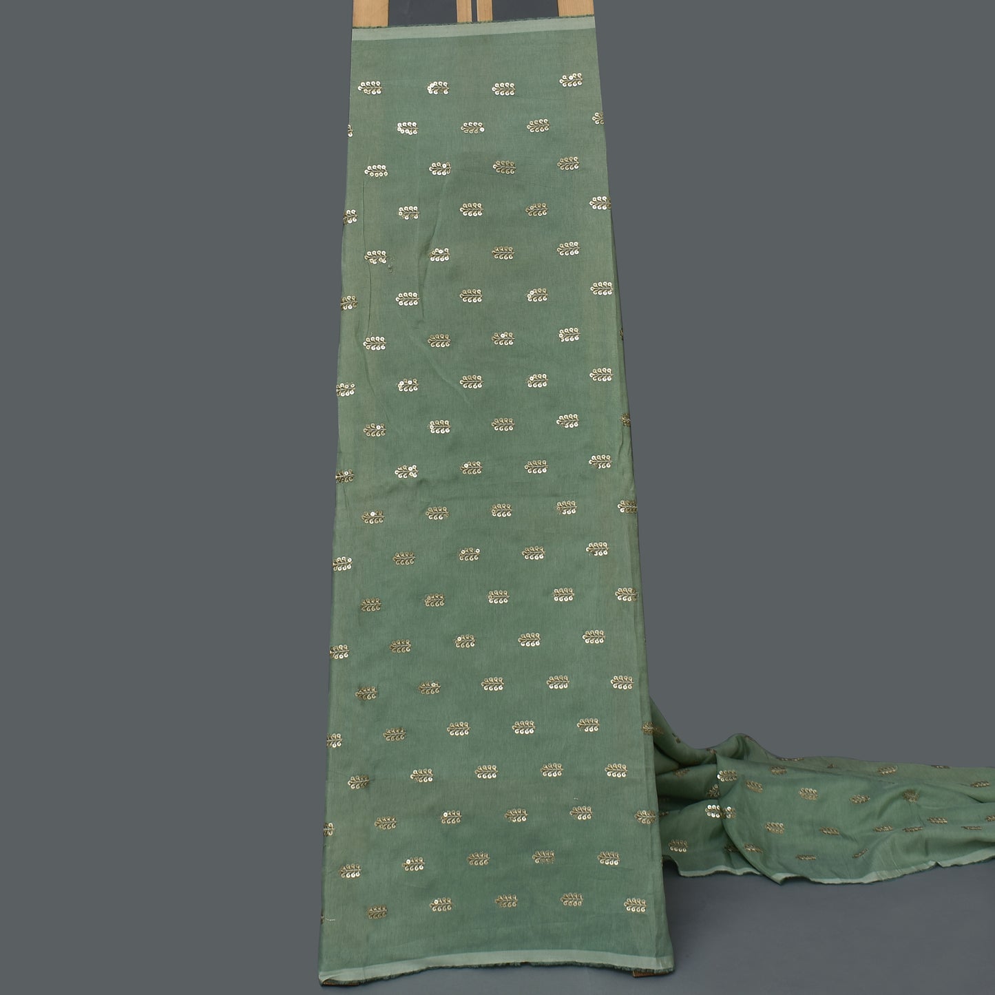 Sage Green Color Upada Embroidery Fabric