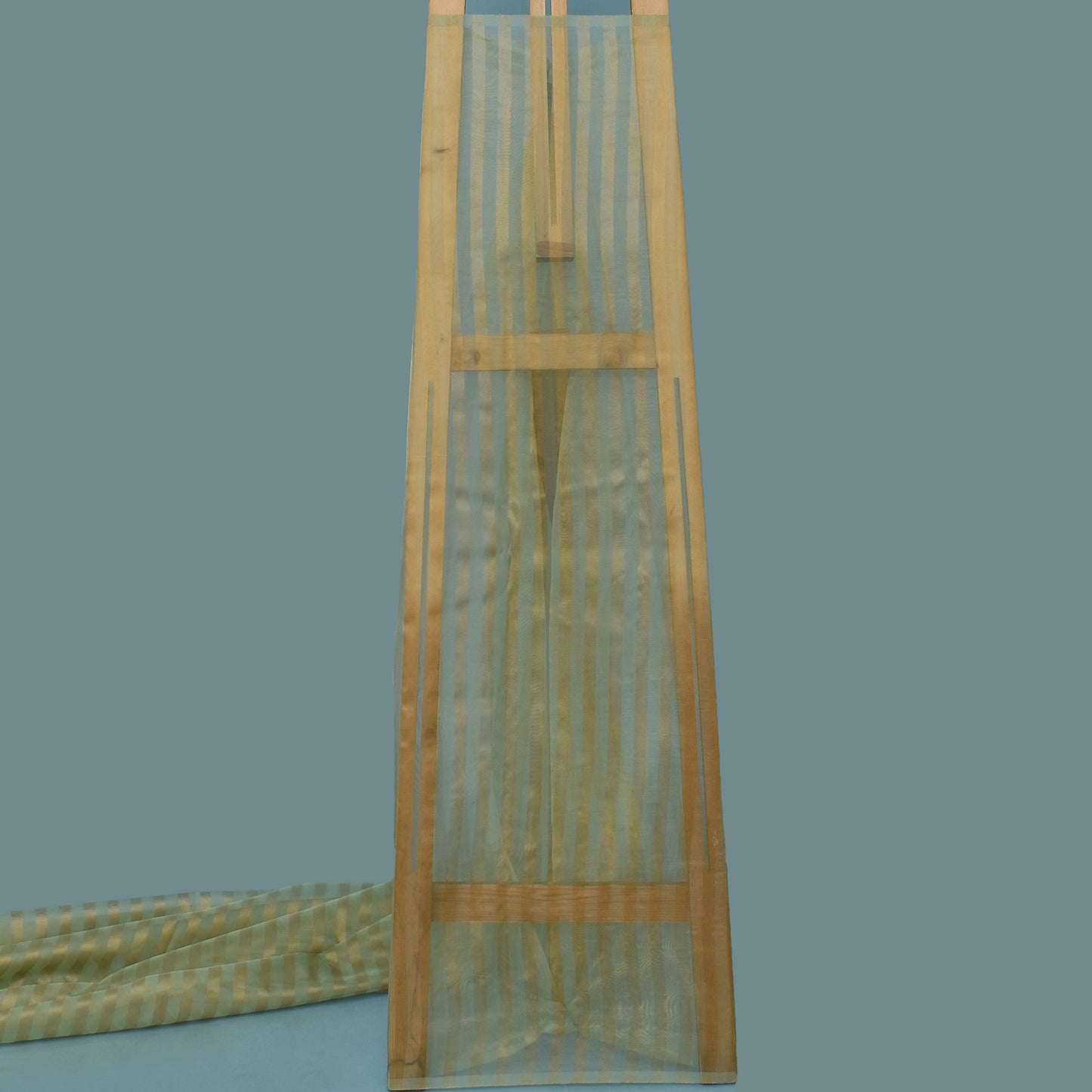 Green Color Organza Zari Stripe Fabric