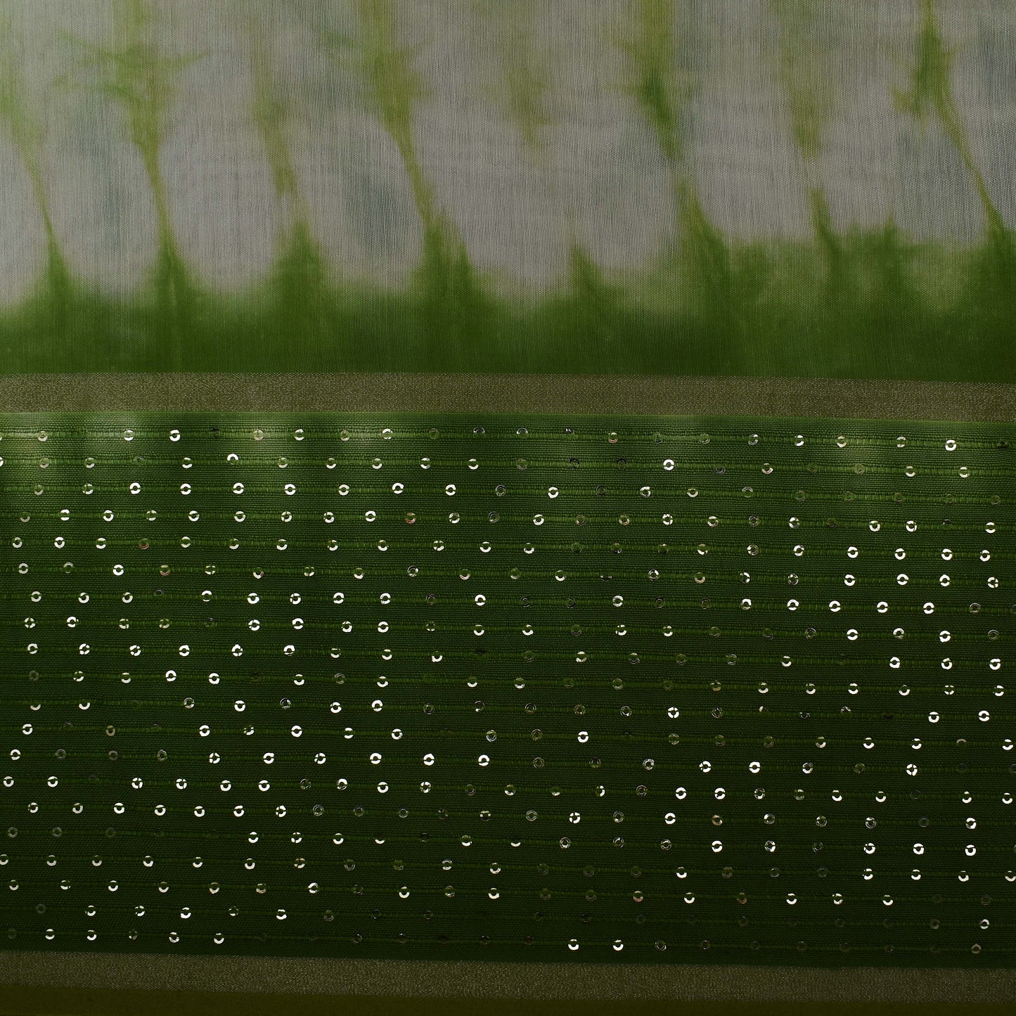 Multi Color Chanderi Tie & Die Border Embroidery Fabric