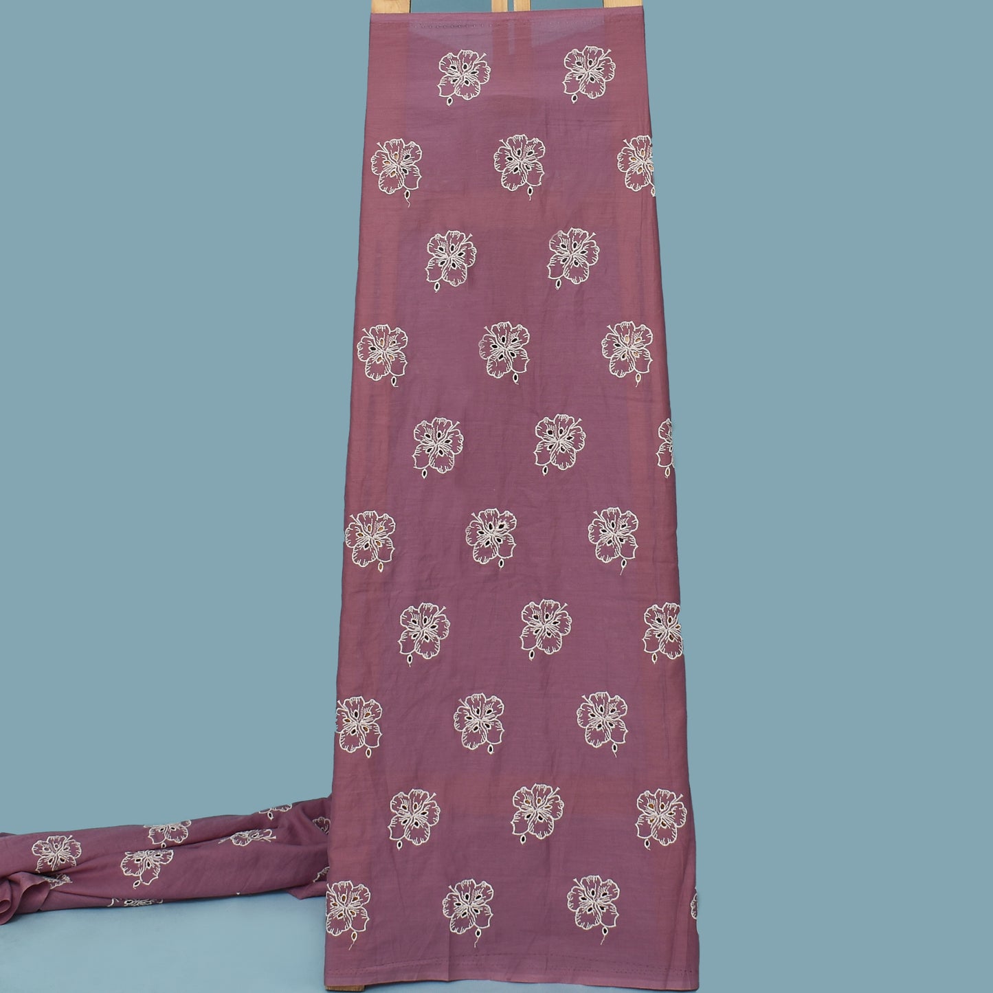 Move Color Cotton Chikan Embroidery Fabric