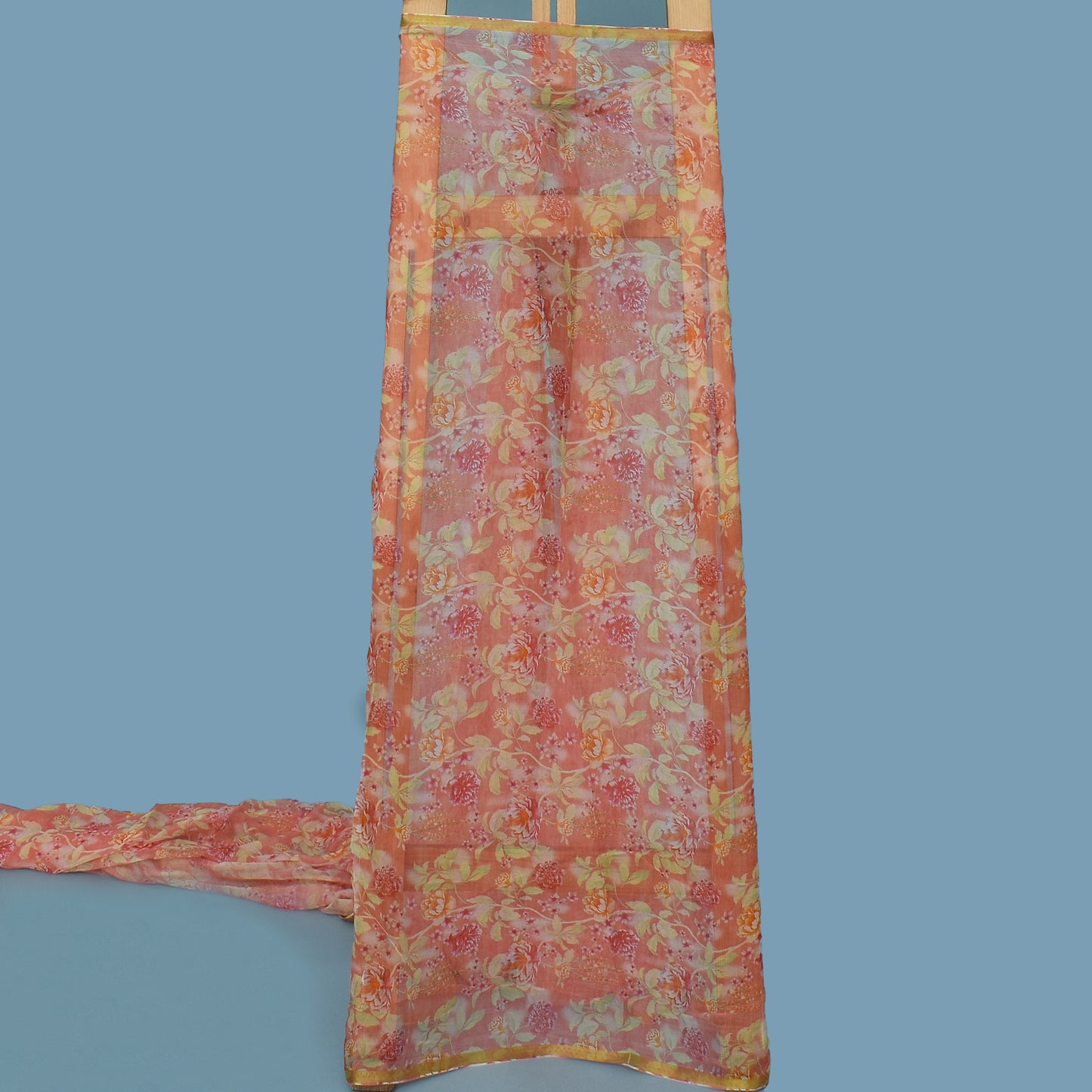 Gajri Color Chiffon Hydra Print Fabric