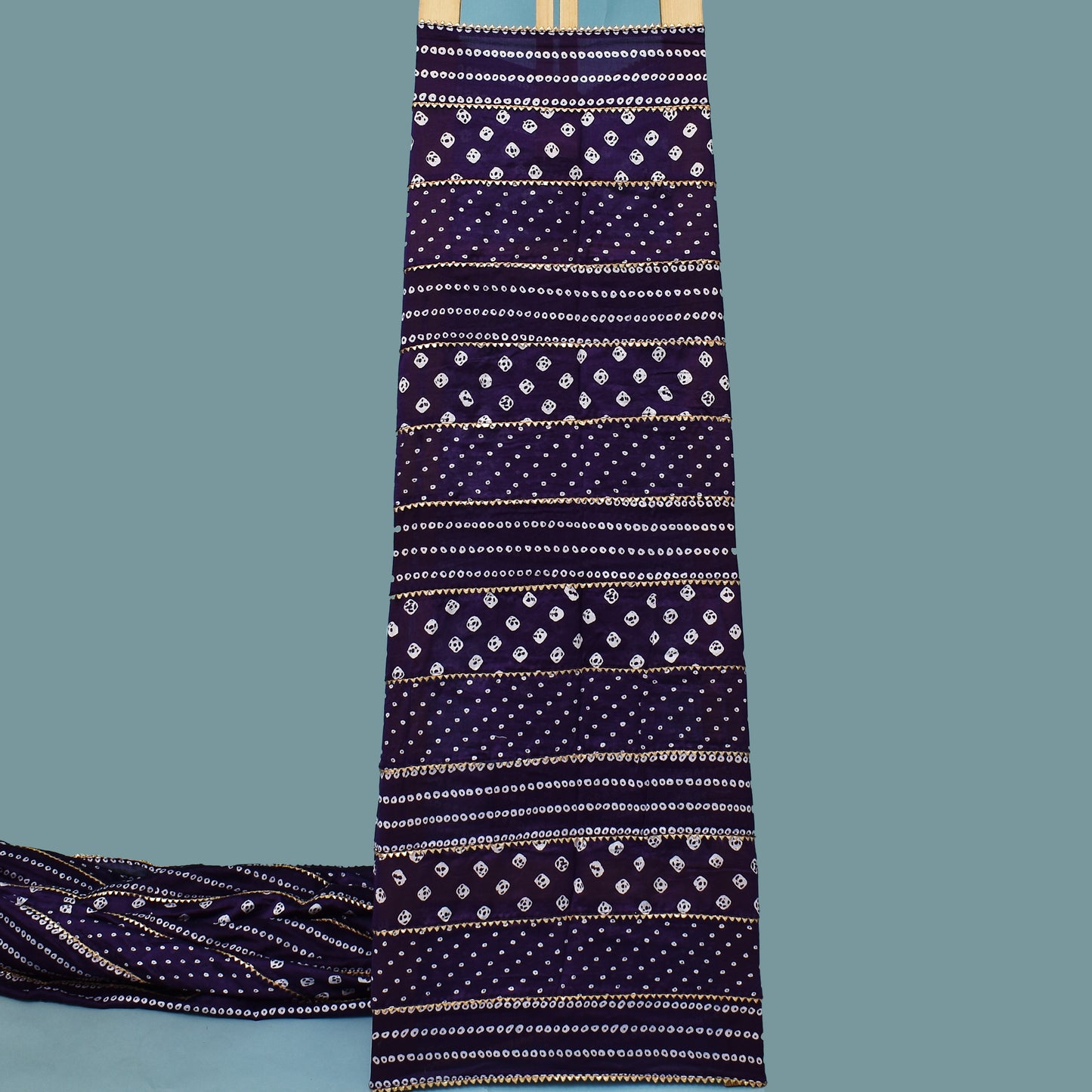 Dark Purple Color Chanderi Print Fabric