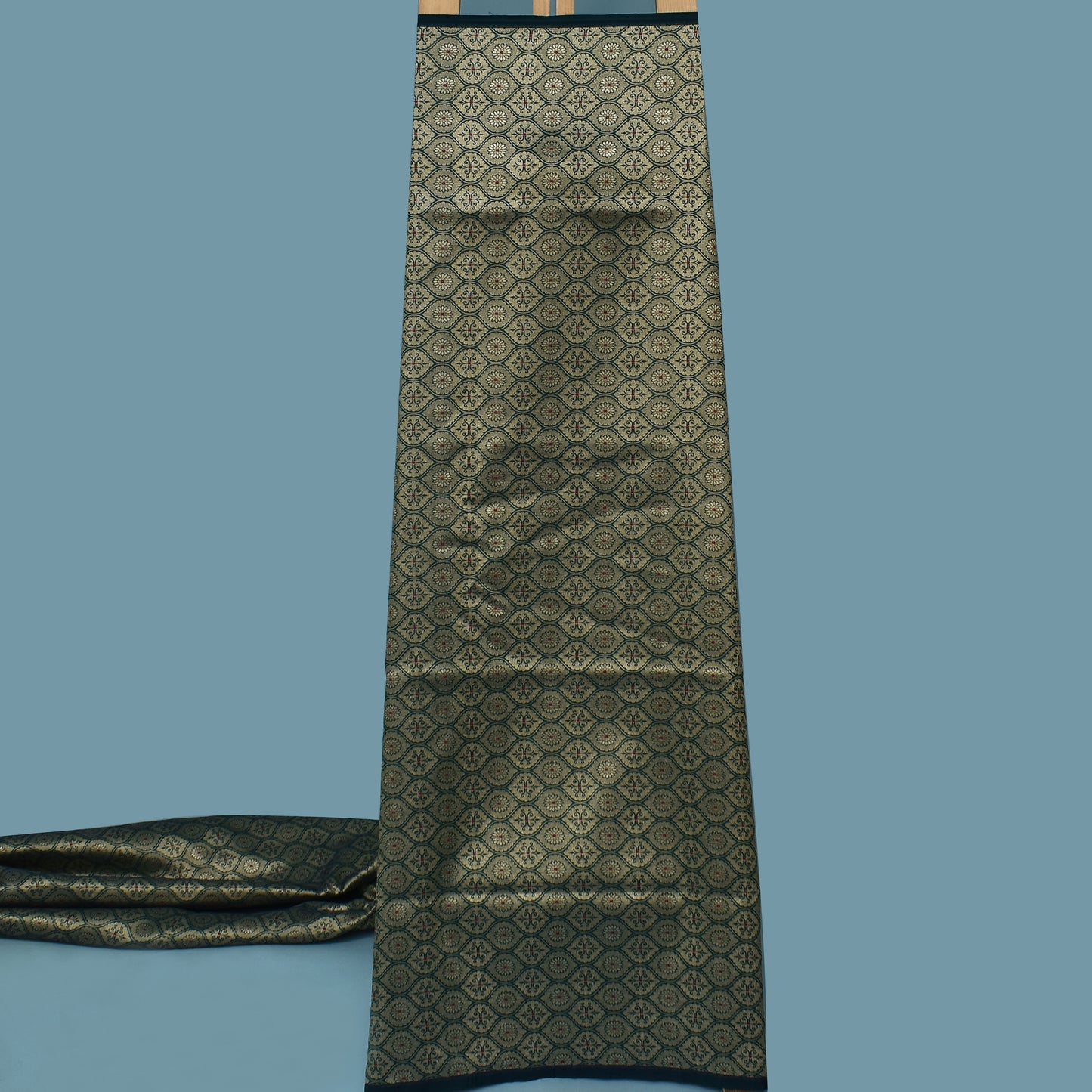 Green Color Katan Meena Brocade Fabric