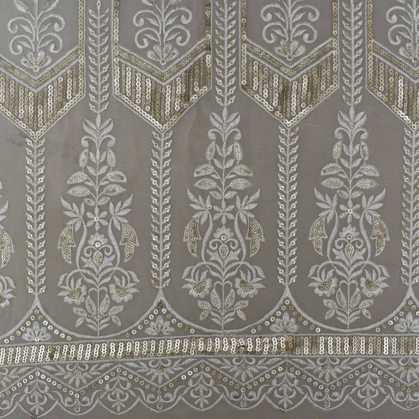 White Color Georgette Embroidery Fabric
