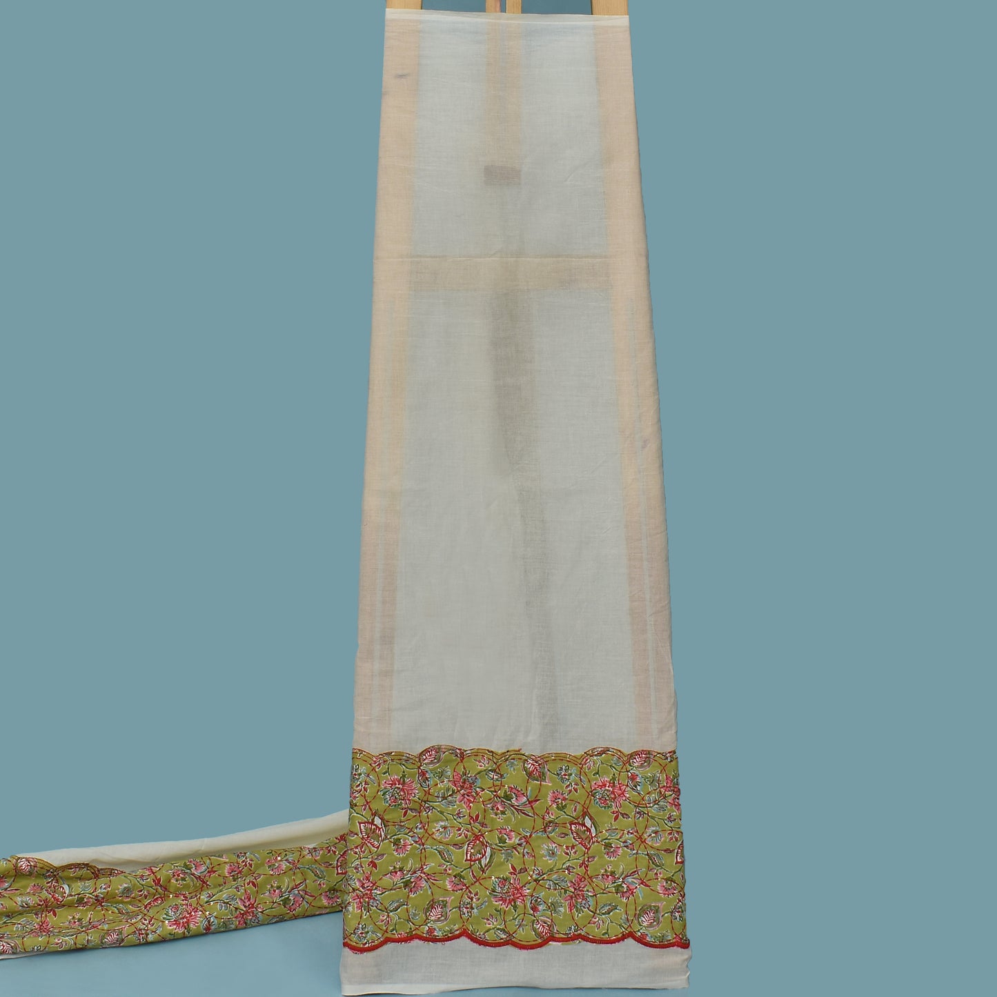 Off White Color Kora Cotton Plazo Fabric