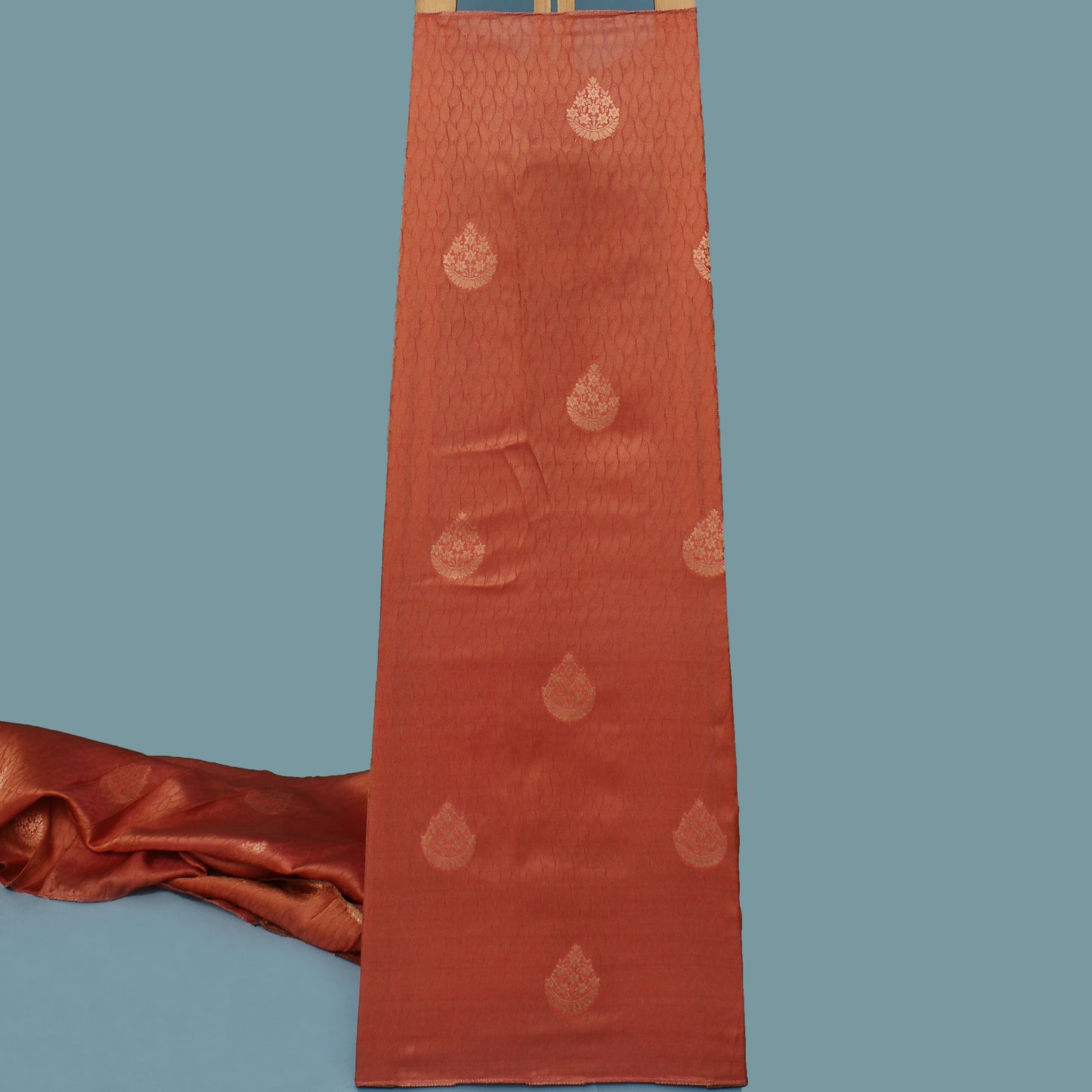 Gajri Color Tissue Zari Jaquard Fabric