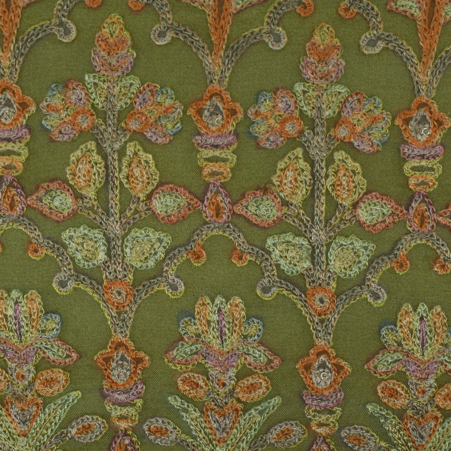 Mehndi Green Color Organza Embroidery Designer Fabric