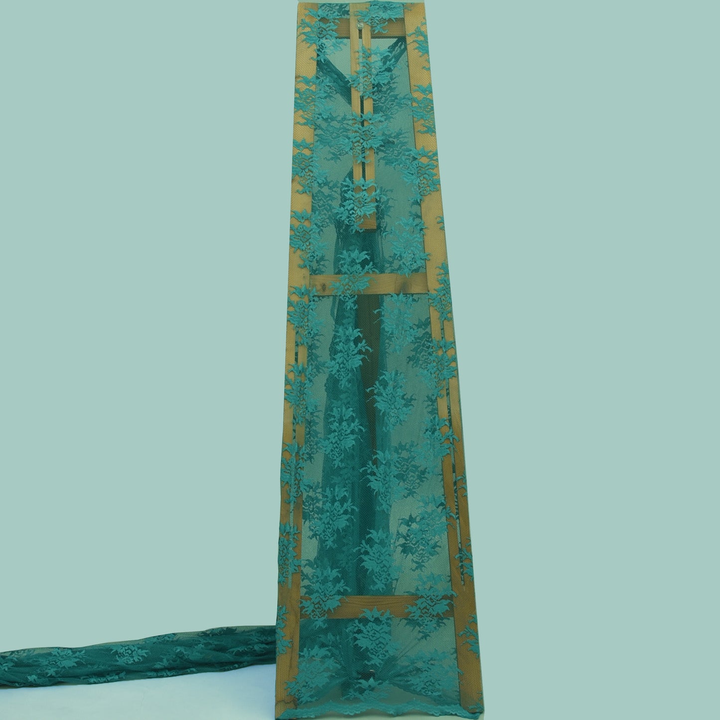 Rama Green Color Chantilly Net Fabric