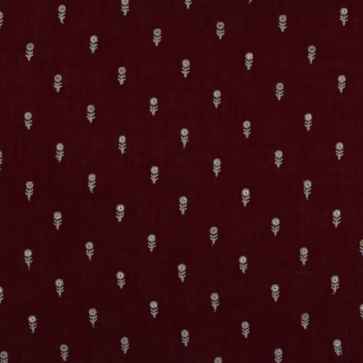 Maroon Color Linen Booti Fabric
