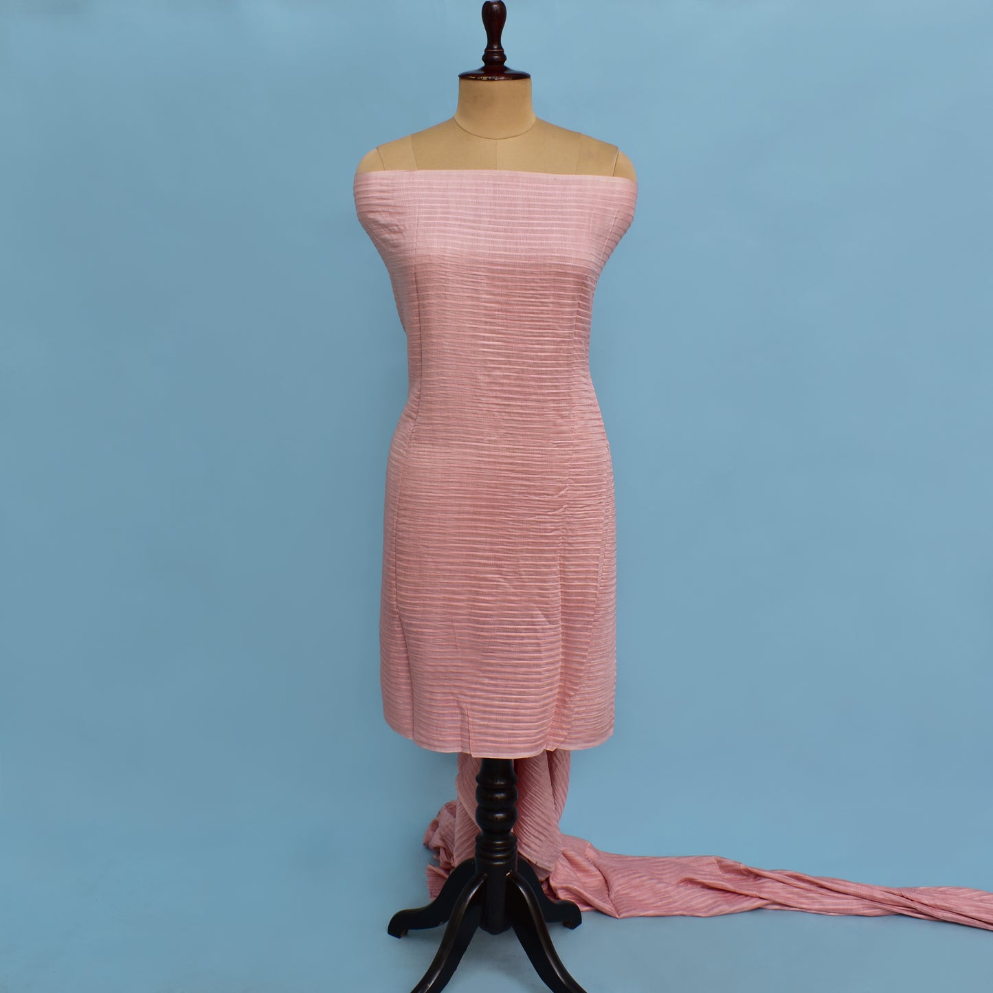 Gajri Color Chanderi Stripe Embroidery Fabric